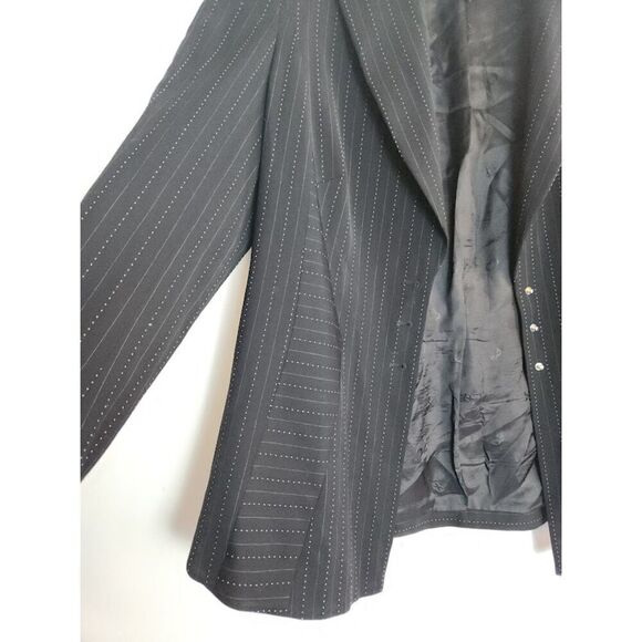 Escada Women Black 100% Pure New Wool 3 Button Blazer size EU44 or US 10 - Picture 5 of 11